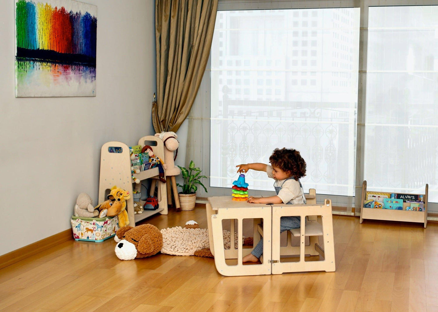 2-in-1 Montessori Step Stool & Desk